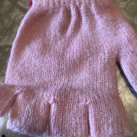 Hello Kitty Knit Gloves, fingerless flip-top pink and white gloves - Picture 7 of 11